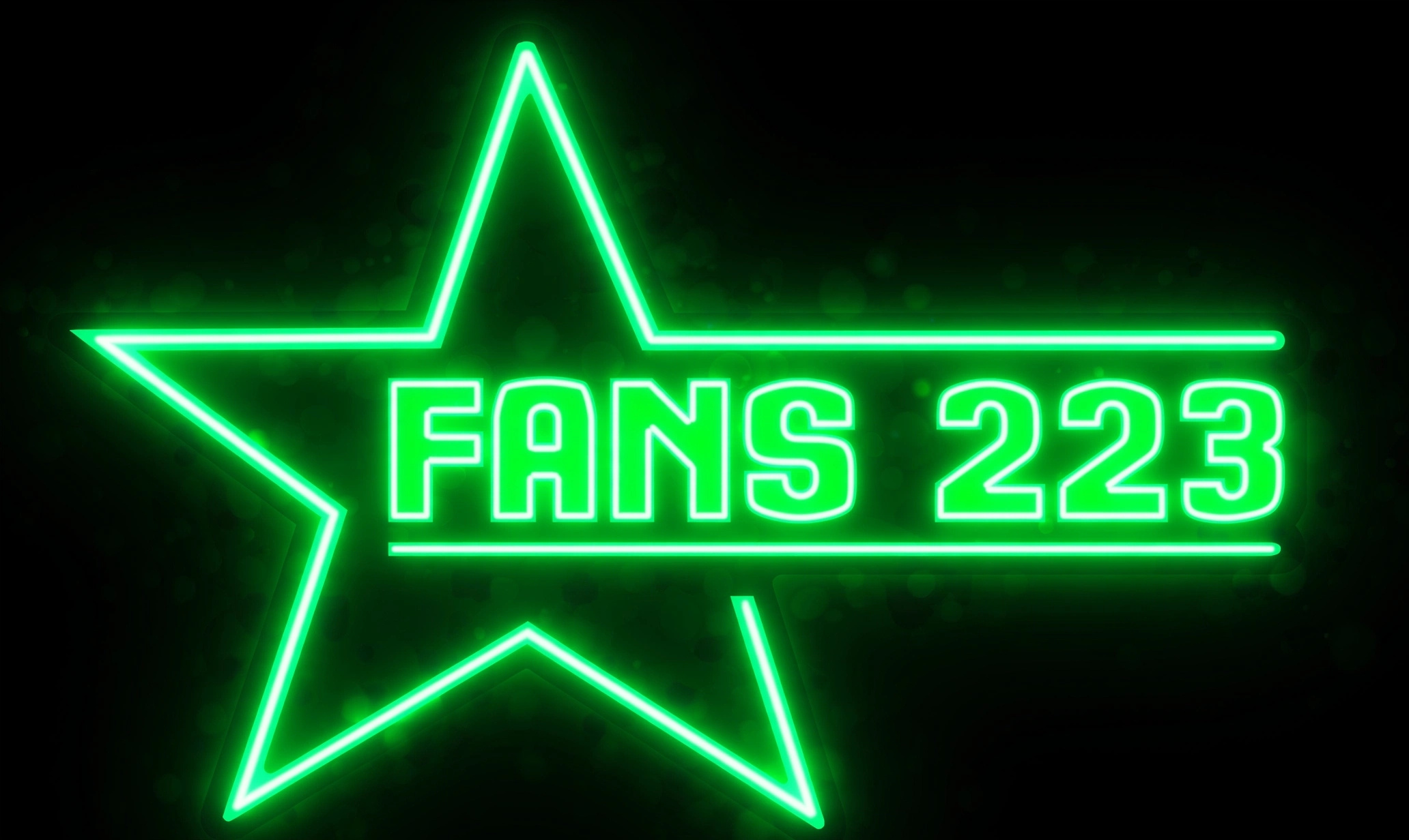 FANS 223, étoile et signature en néon vert